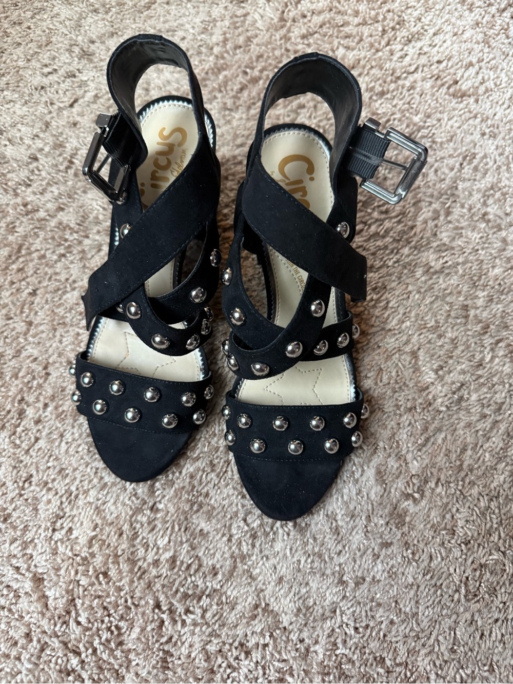 Circus by Sam Edelman Black Studded Strappy Heels